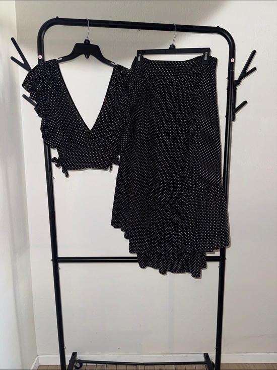 Free People Dresses & Skirts - Free People Black White Polka Dot Asymmetrical Skirt Set 🖤🤍